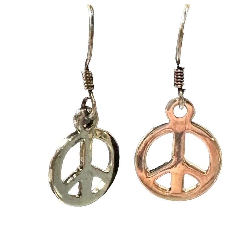 925 Sterling Silver retro peace sign earrings